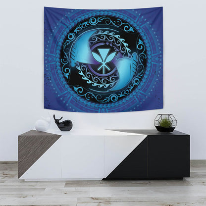 Hawaii Tapestry Manta Ray Couple Polynesian Ocean Style