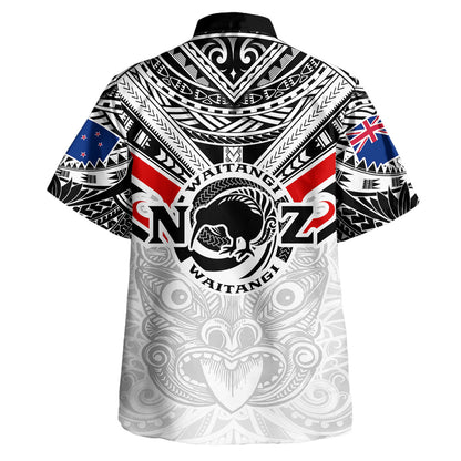 New Zealand Waitangi Day Hawaiian Shirt - New Zealand Kiwi Fern With Maori Koru Spiral White