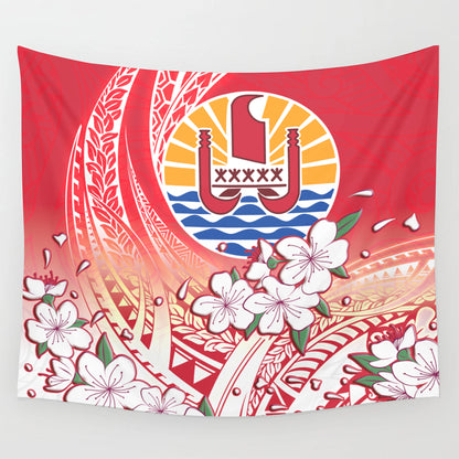 Tahiti Tapestry Polynesian Pattern Style White Flowers