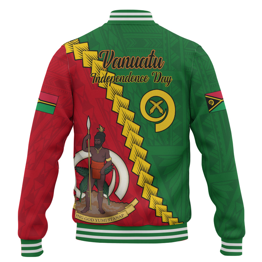 Vanuatu Baseball Jacket Tribal Coat Of Arms With Flag Independence Day