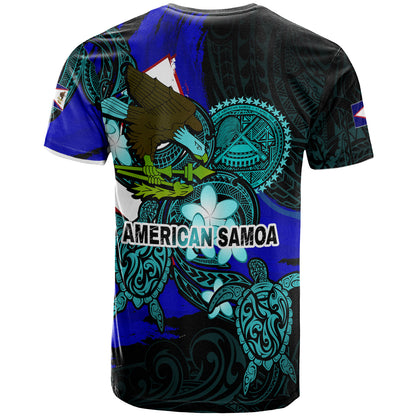 American Samoa T-shirt - American Samoa Independence Day With Bald Eagle And Polynesian Patterns