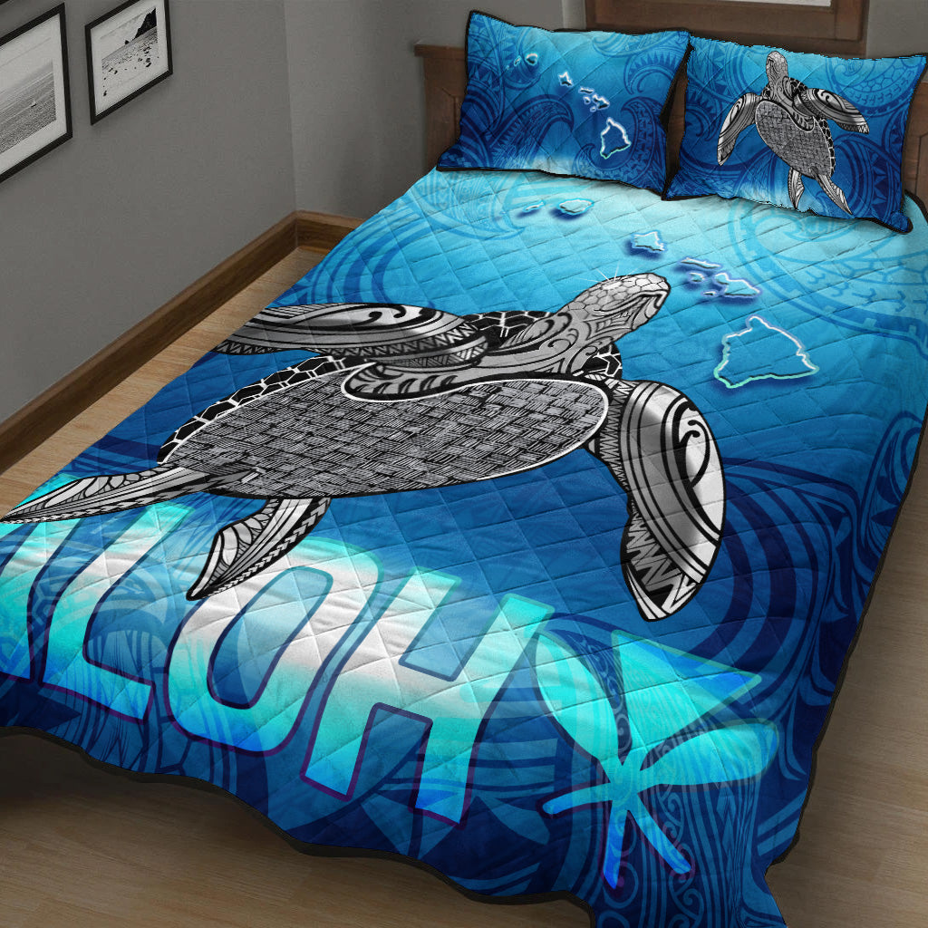 Hawaii Quilt Bed Set Aloha Turtle Ocean Style
