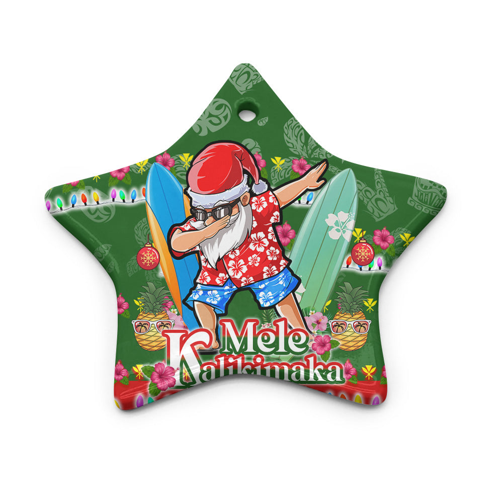 Hawaii Christmas Ceramic Ornament Mele Kalikimaka Dabbing Santa Christmas Style