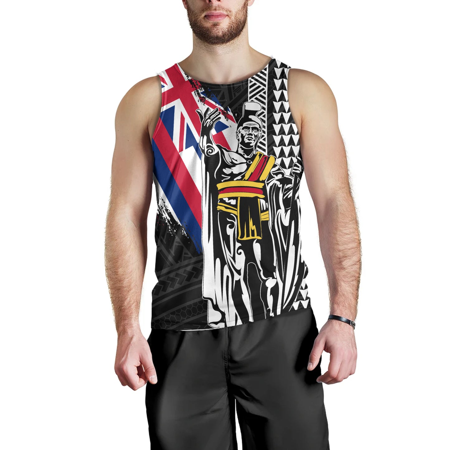 Hawaii Tank Top King Kamehameha I Kakau Flag Grunge