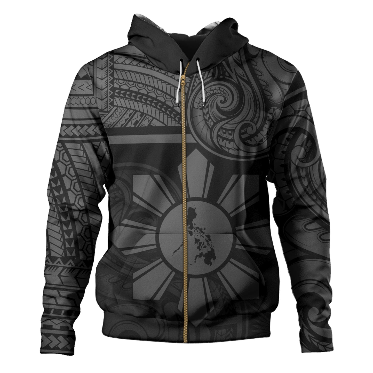 Philippines Filipinos Hoodie Polynesian Tribal Sun And Map Original Style