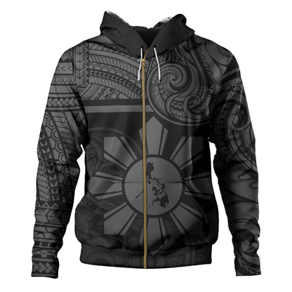 Philippines Filipinos Hoodie Polynesian Tribal Sun And Map Original Style