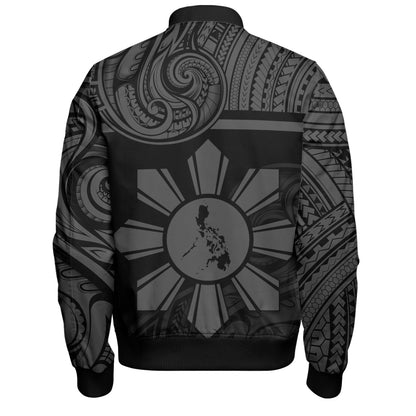 Philippines Filipinos Bomber Jacket Polynesian Tribal Sun And Map Original Style