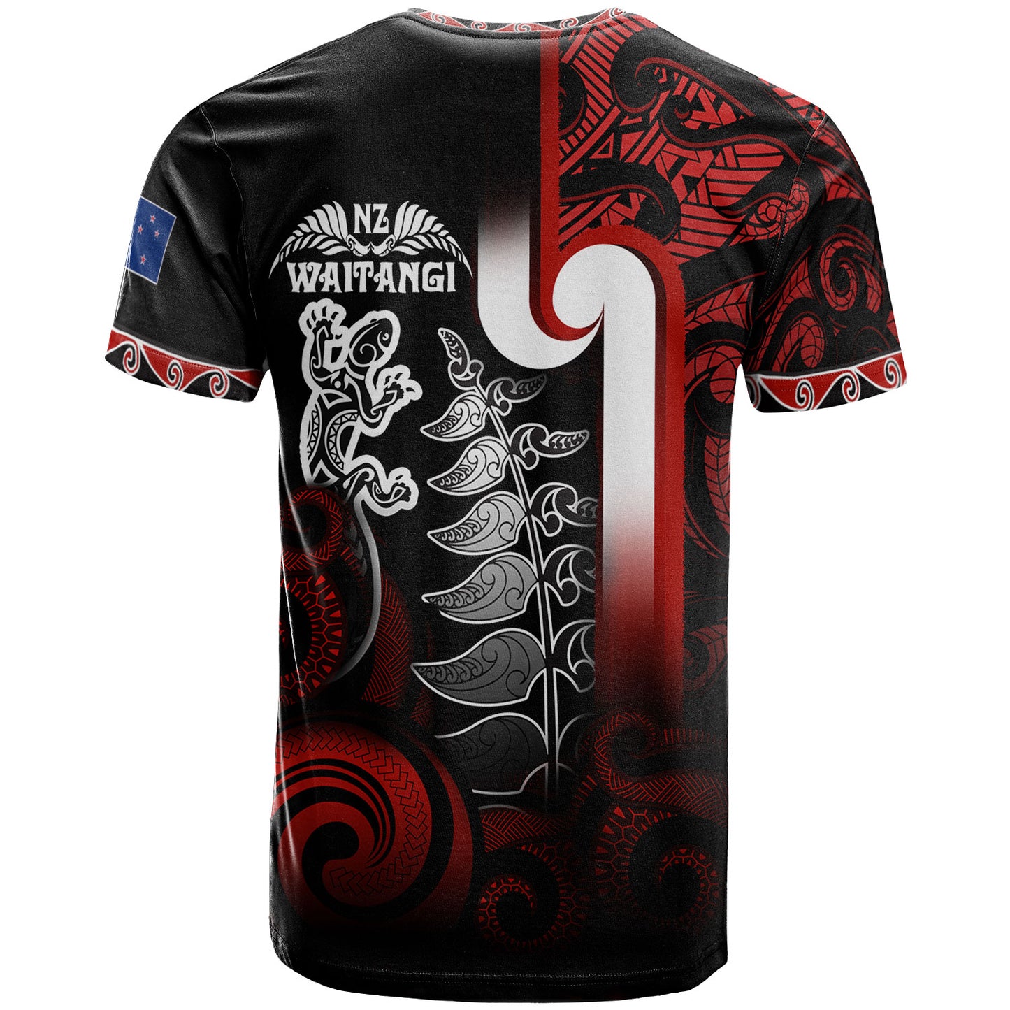 New Zealand Gradient T Shirt - Maori Tino Rangatiratanga With Lizard And Silver Fern
