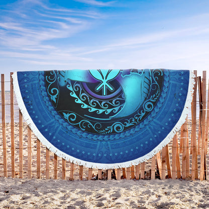 Hawaii Beach Blanket Manta Ray Couple Polynesian Ocean Style
