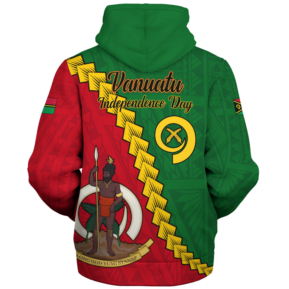 Vanuatu Sherpa Hoodie Tribal Coat Of Arms With Flag Independence Day