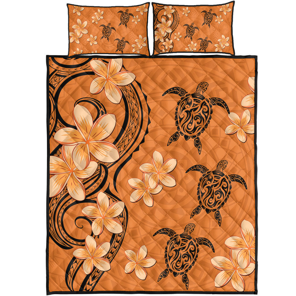 Hawaii Quilt Bed Set Tribal Tattoo Polynesia Plumeria Flower