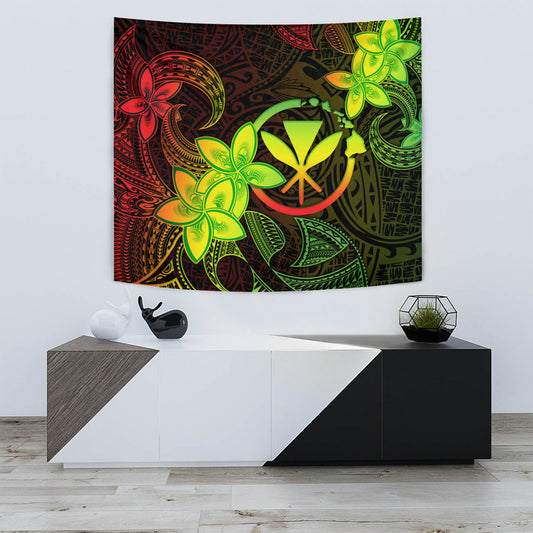 Hawaii Tapestry Kanaka Maoli Plumeria Flowers Vintage Style Reggae Colors