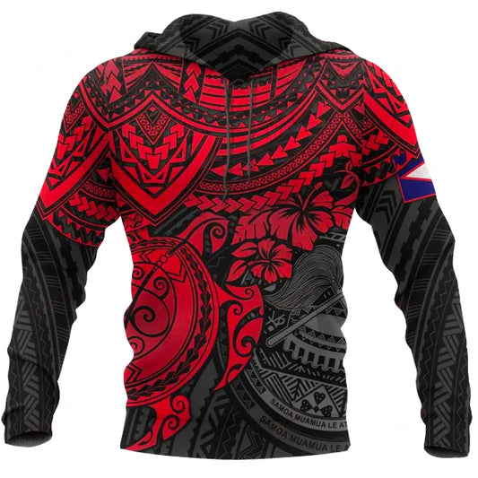 American Samoa Polynesian Hoodie - Red Turtle