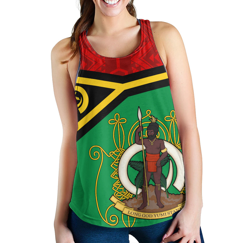 Vanuatu Women Tank Melanesia Flag And Coat Of Arms
