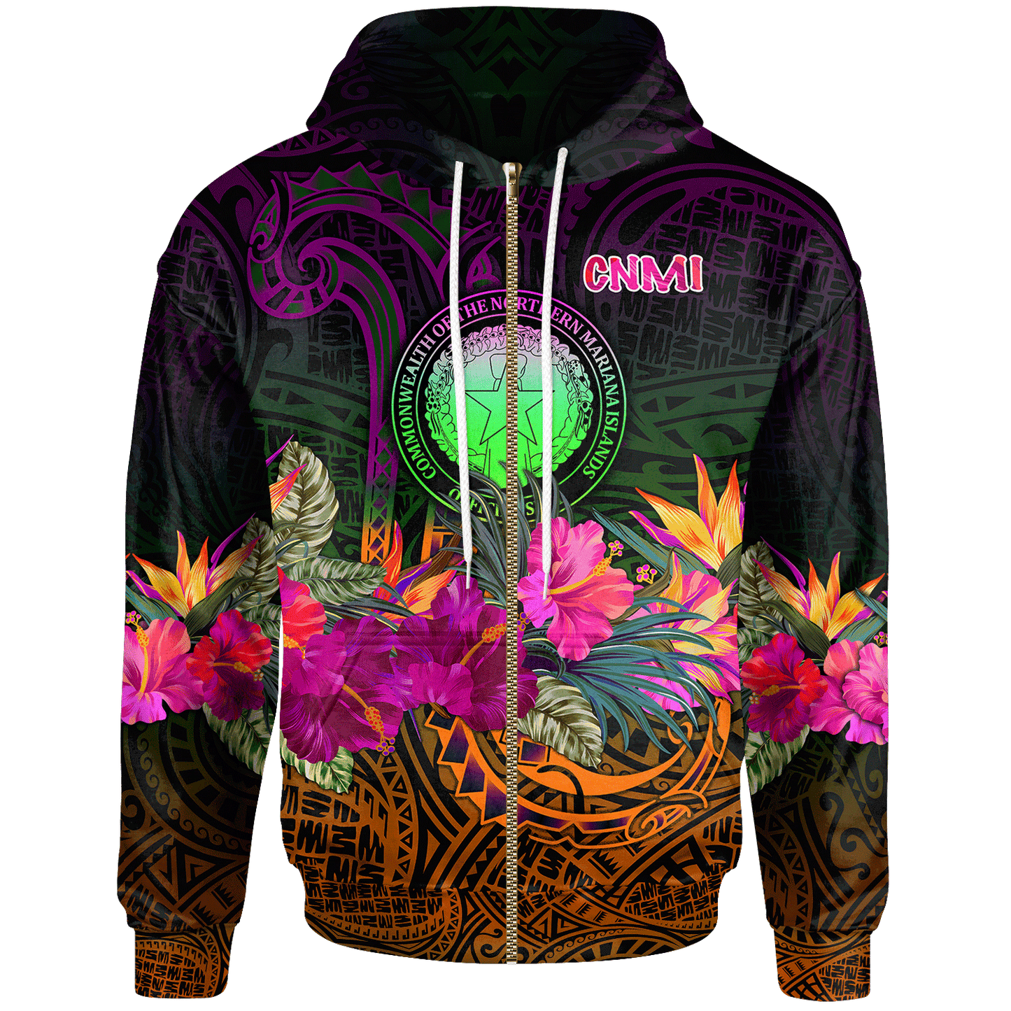 Northern Mariana Islands Polynesian Hoodie - Summer Hibiscus