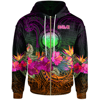 Northern Mariana Islands Polynesian Hoodie - Summer Hibiscus