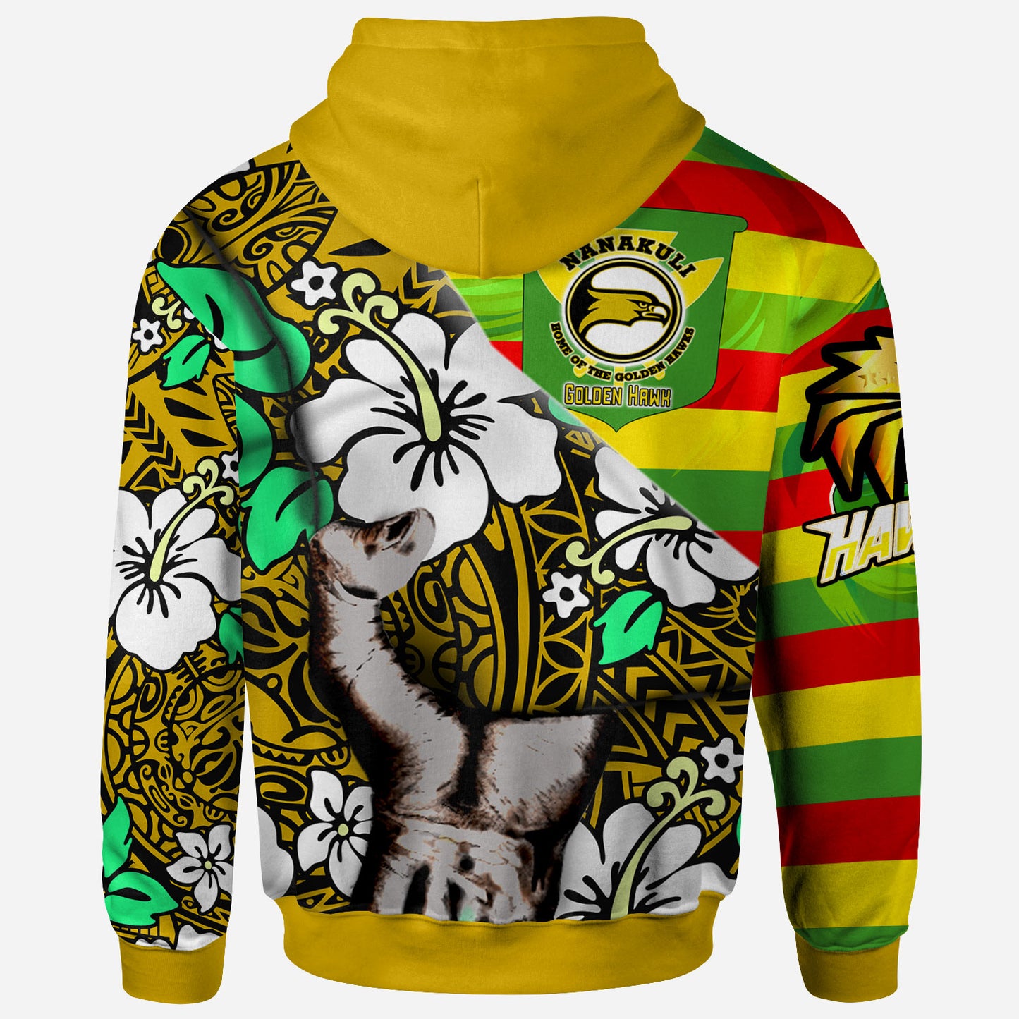 Hawaii Nanakuli High & Intermediate School Custom Polynesian Patronage Hoodie - The Golden Hawk Bloods In My Veins