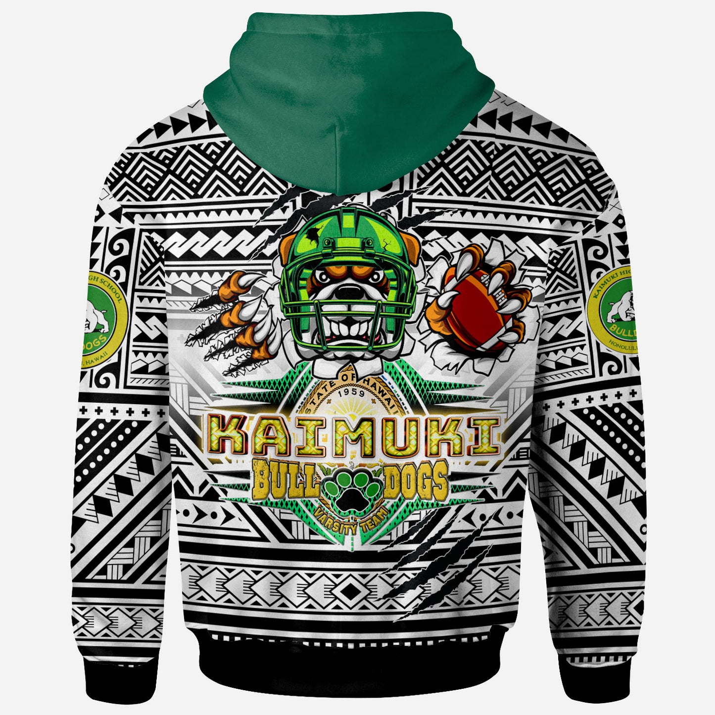 Hawaii Kaimuki High School Custom Polynesian Hoodie - Kaimuki High School (Honolulu, HI) Varsity Football Tribal Patterns