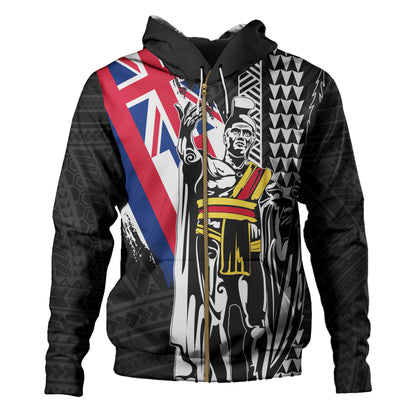 Hawaii Hoodie King Kamehameha I Kakau Flag Grunge