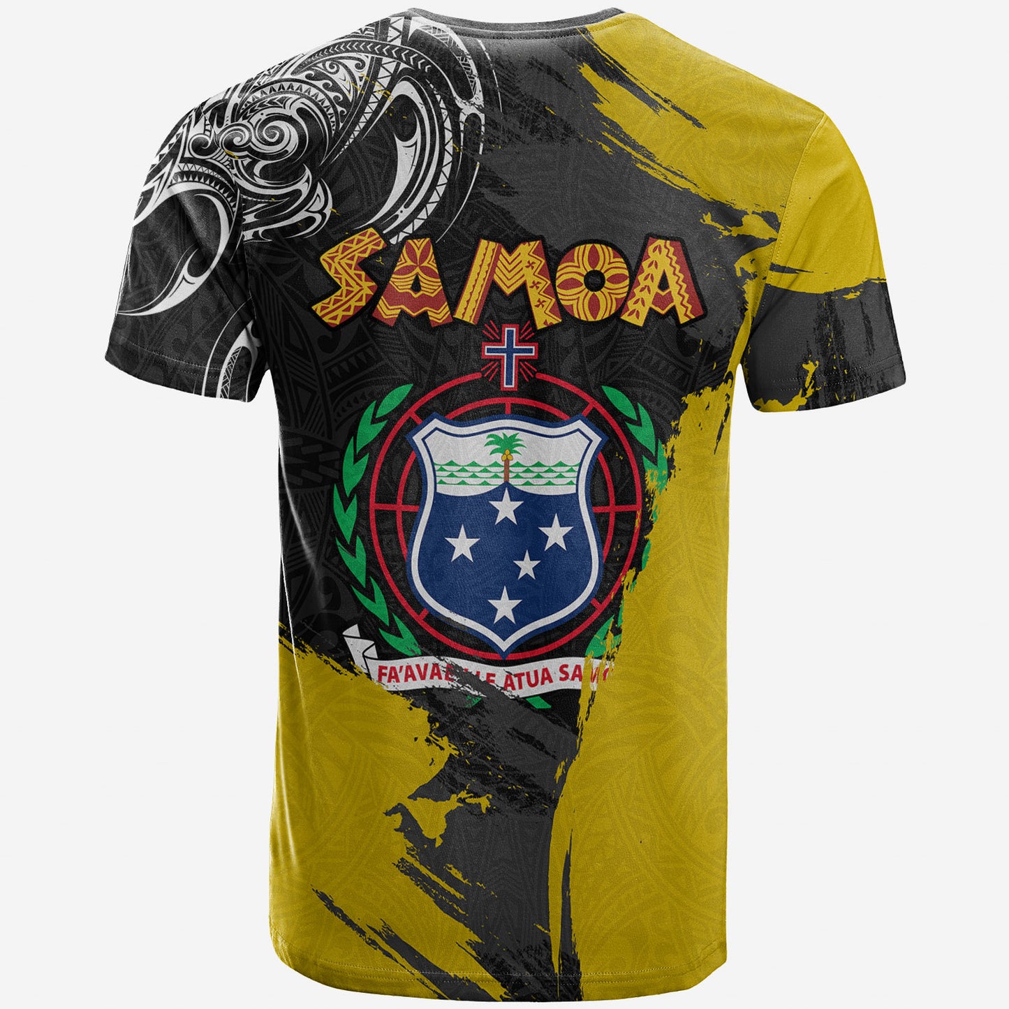 Samoa T-Shirt - Custom Samoa Coat Of Arms With Polynesian Tattoo