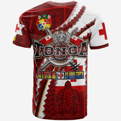 Tonga Aotearoa Tribal Roots T-Shirt - Custom Tonga Polynesian Pride With Coat Of Arms And Tonga Map Kupesi T-Shirt