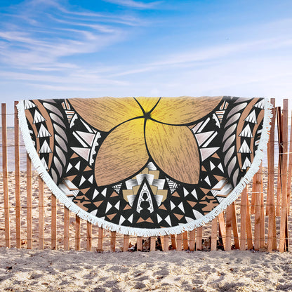 Hawaii Beach Blanket Hawaii Plumeria Polynesian Traditional Patterns Vintage Version