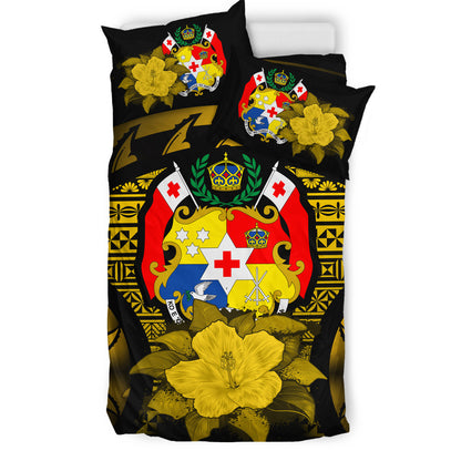 Tonga Duvet Cover Set - Tonga Coat Of Arms & Yellow Hibiscus