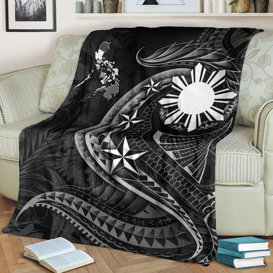 Philippines Filipinos Premium Blanket Philippines Sun Tribal Patterns Tropical Flowers Curve Style