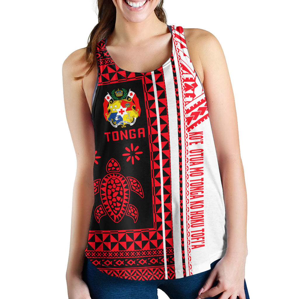 Tonga Women Racerback Tank - Custom Proud To be Tongan Polynesian Patterns With Tonga Kupesi