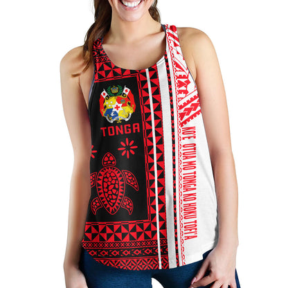 Tonga Women Racerback Tank - Custom Proud To be Tongan Polynesian Patterns With Tonga Kupesi