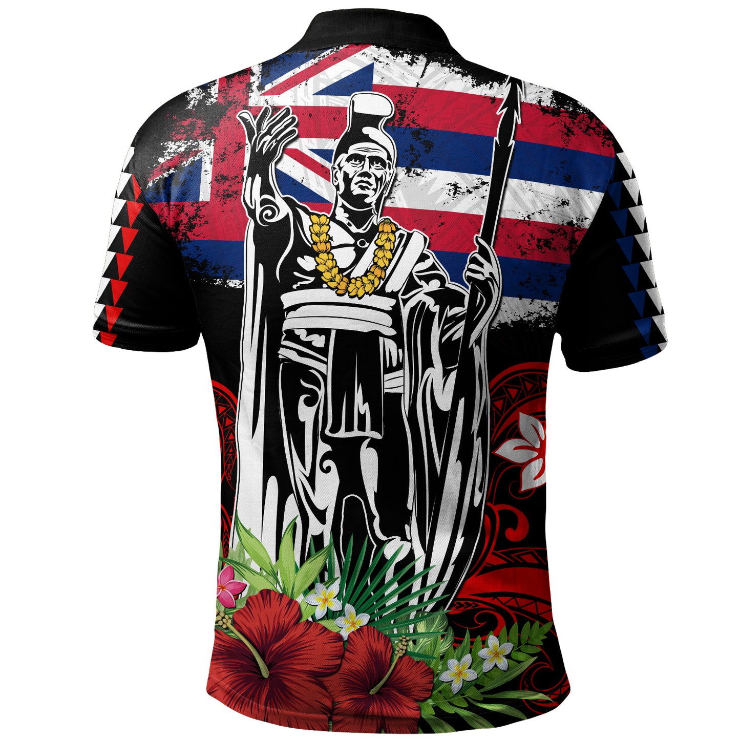 Hawaii Polo Shirt King Kamehameha I Tribal Flag Tropical Style