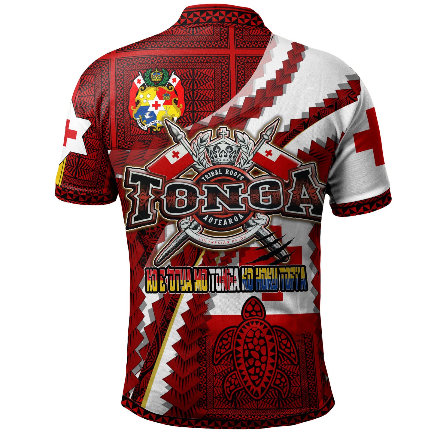 Tonga Aotearoa Tribal Roots Polo Shirt - Custom Tonga Polynesian Pride With Coat Of Arms And Tonga Map Kupesi Polo Shirt