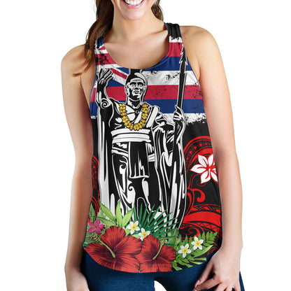 Hawaii Women Tank King Kamehameha I Tribal Flag Tropical Style