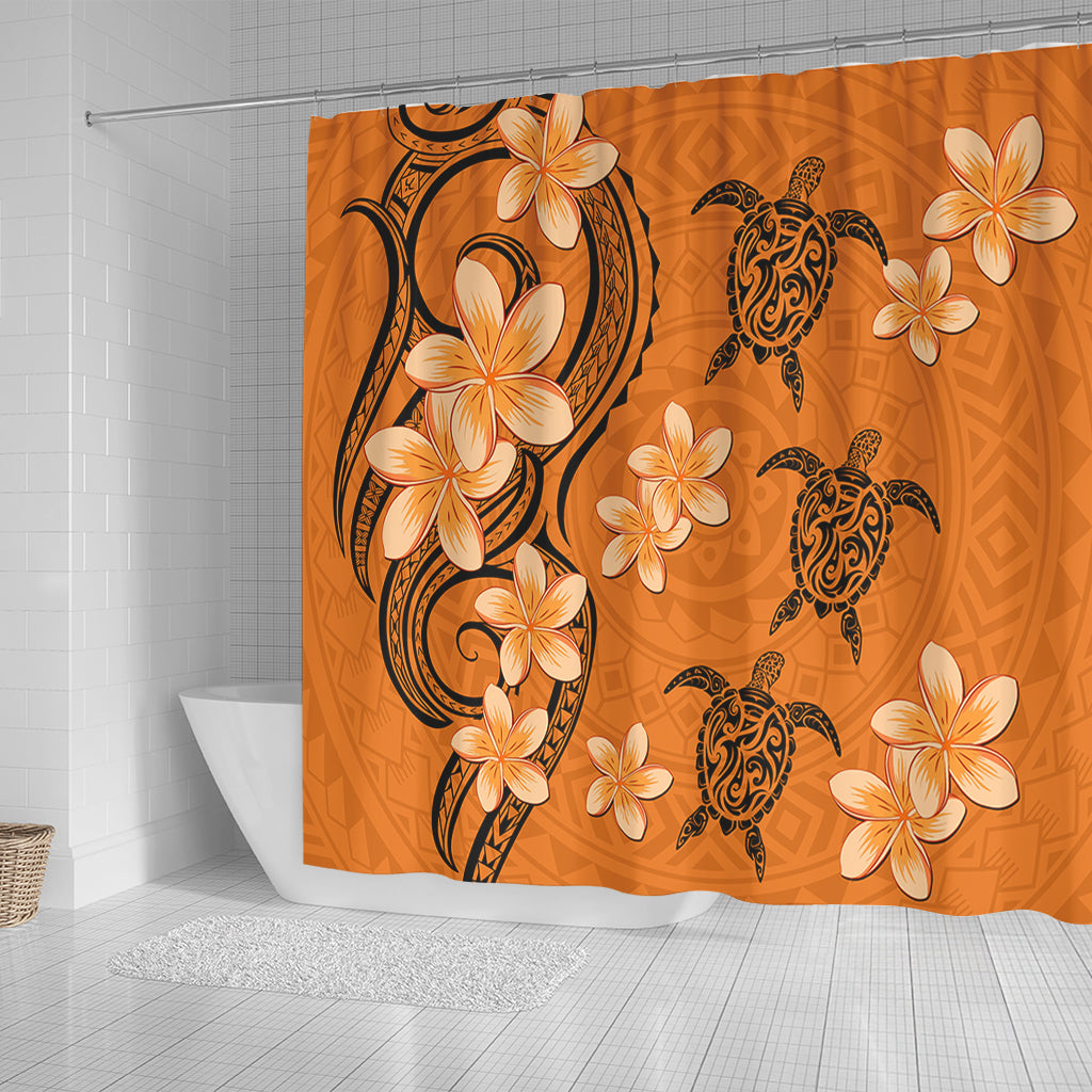 Hawaii Shower Curtain Tribal Tattoo Polynesia Plumeria Flower