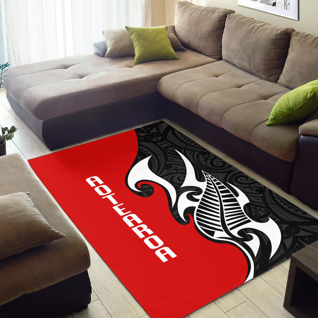 Aotearoa Silver Fern Maori Area Rug