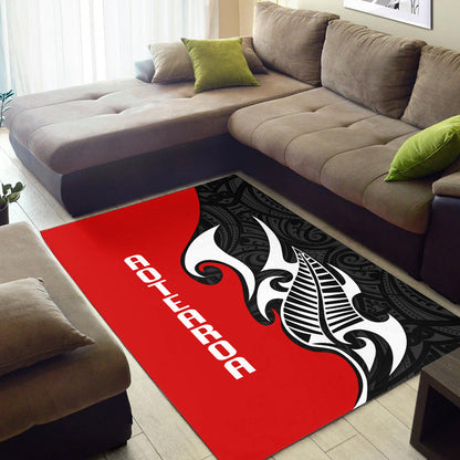Aotearoa Silver Fern Maori Area Rug