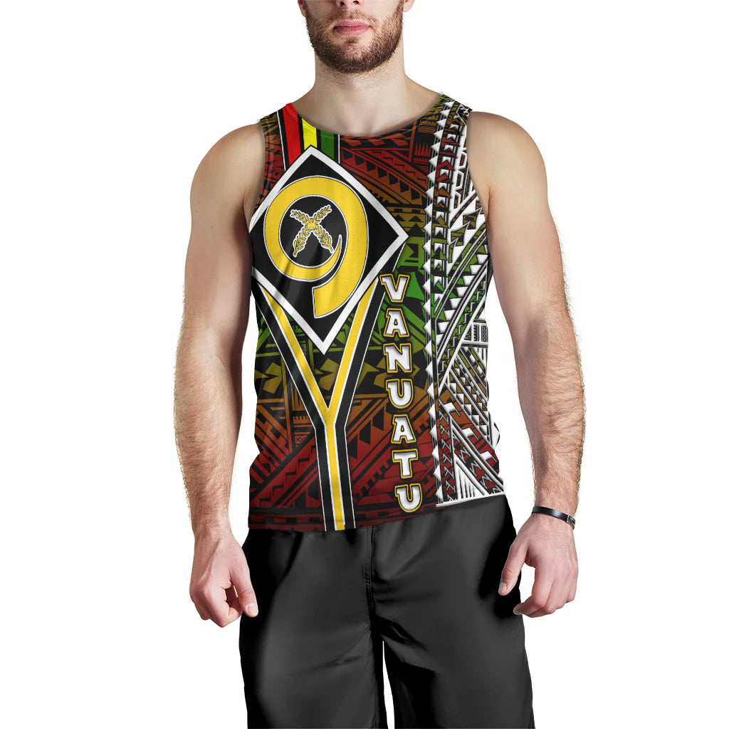 Vanuatu Men Tank Top - Vanuatu Independence Anniversary Flag Style Polynesian Patterns