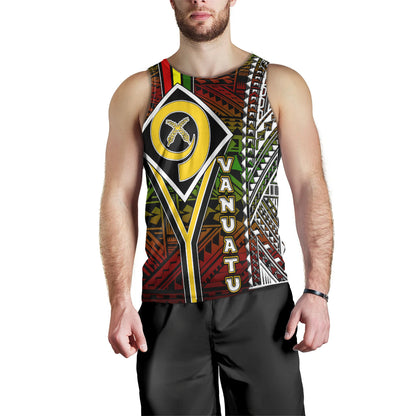 Vanuatu Men Tank Top - Vanuatu Independence Anniversary Flag Style Polynesian Patterns