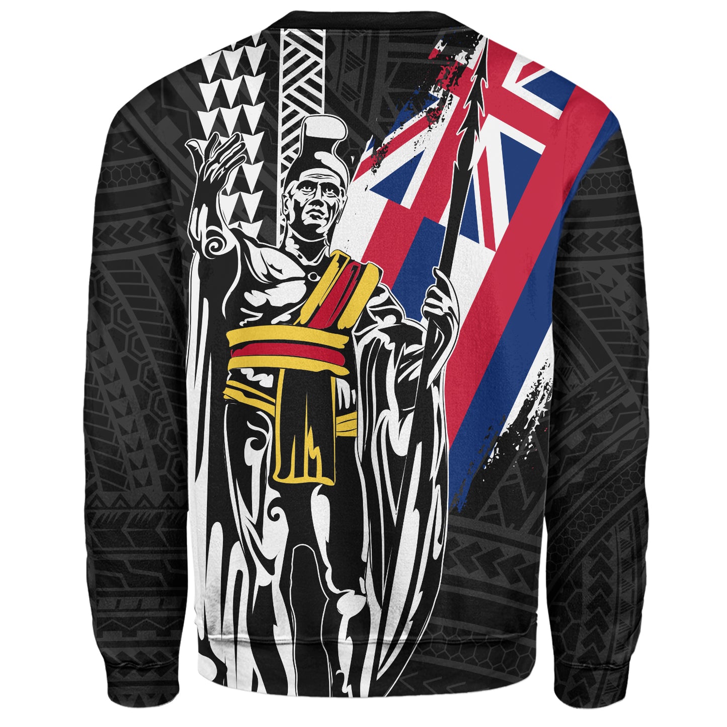 Hawaii Sweatshirt King Kamehameha I Kakau Flag Grunge