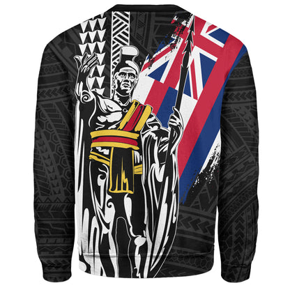 Hawaii Sweatshirt King Kamehameha I Kakau Flag Grunge