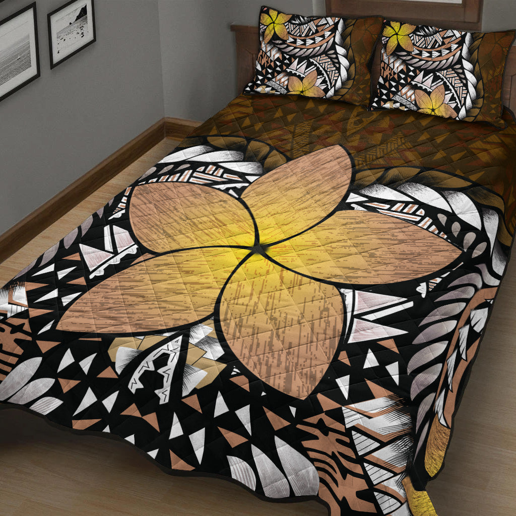 Hawaii Quilt Bed Set Hawaii Plumeria Polynesian Traditional Patterns Vintage Version