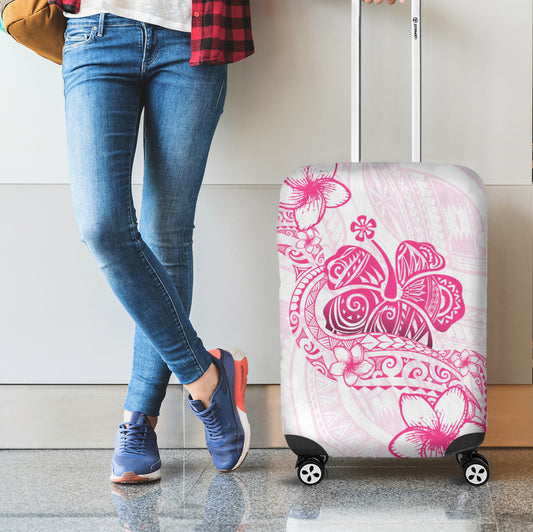 Hawaii Luggage Cover Pink Hibiscus And Plumeria Flowers Polynesian Decor