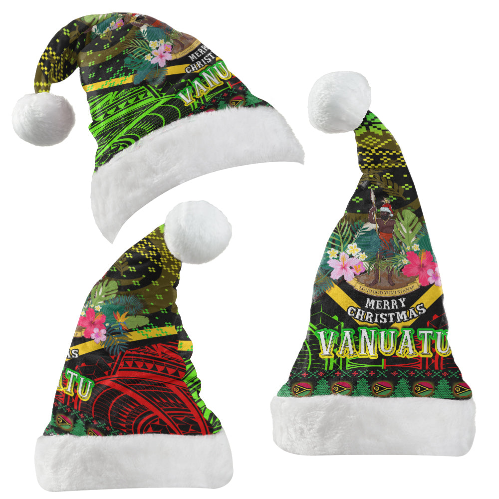 Vanuatu Polynesian Christmas Hat - Vanuatu Coat of Arms Christmas Hat Polynesian Patterns Christmas Hat
