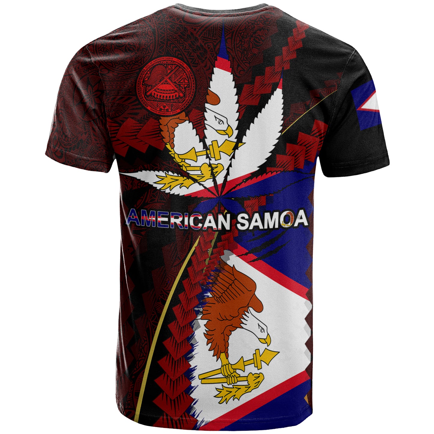 American Samoa T-shirt - American Samoa Independence Day With State Flag And Marijuana Leaf Polynesian Style