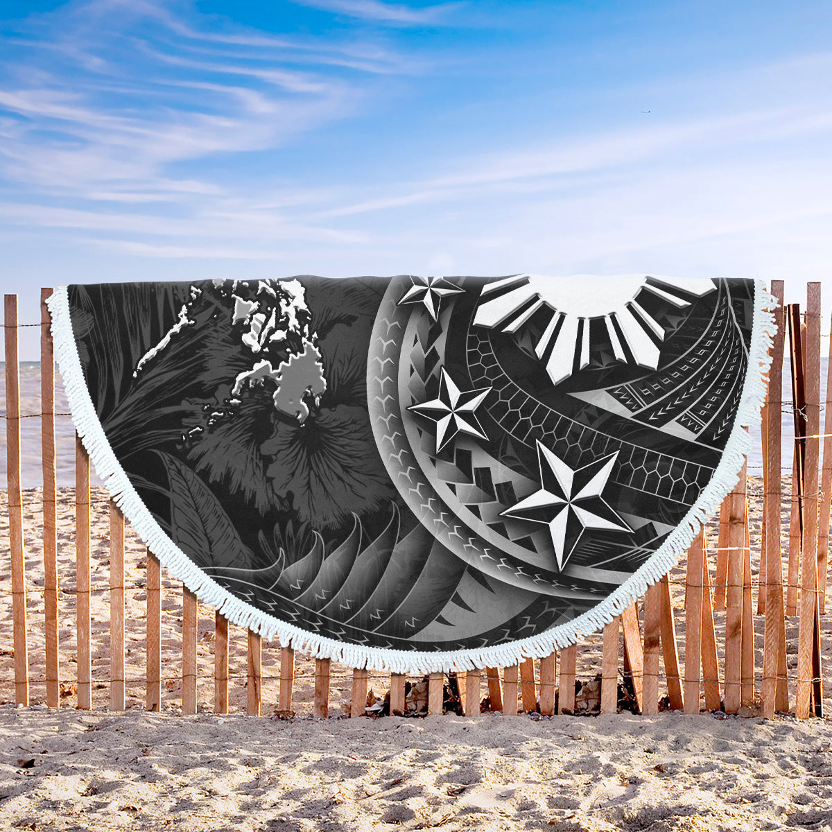 Philippines Filipinos Beach Blanket Philippines Sun Tribal Patterns Tropical Flowers Curve Style