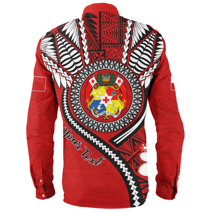 Tonga Long Sleeve Shirt Custom Tribal Ngatu Pattern Circle Style