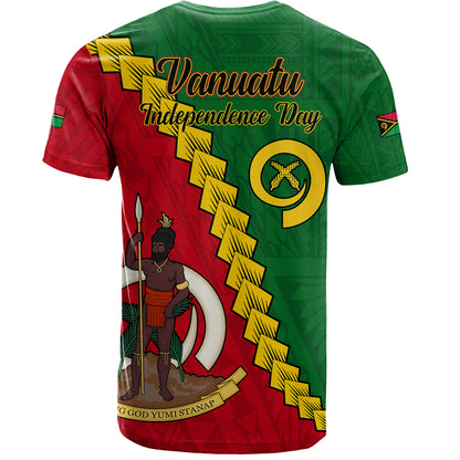 Vanuatu T-Shirt Tribal Coat Of Arms With Flag Independence Day