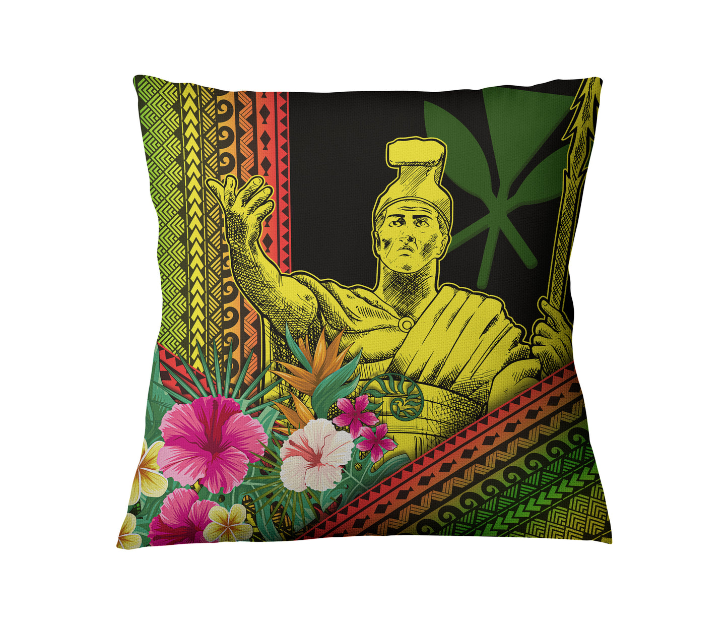 Hawaii Pillow Cover King Kamekameha Kanaka Maoli Polynesian Pattern
