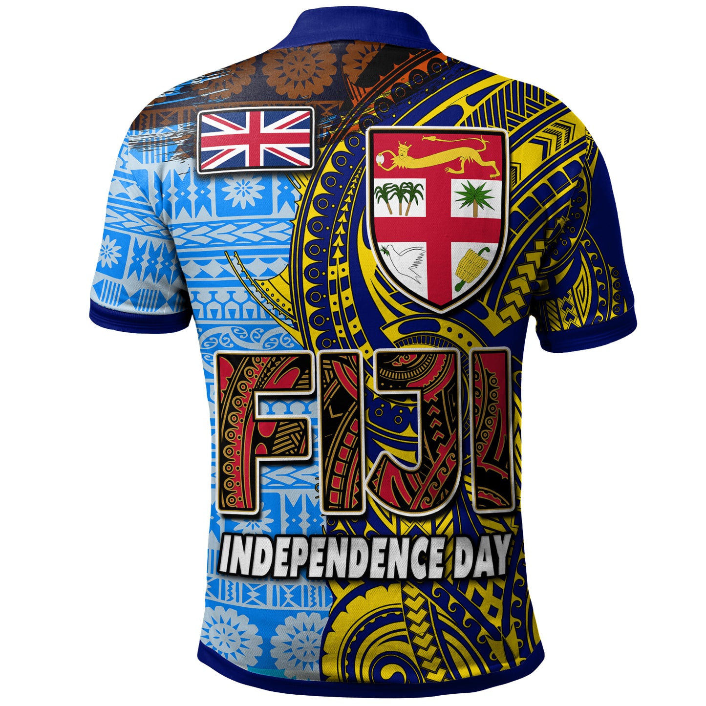Fiji Polynesian Polo Shirt - Custom Flag Fiji Independence Day with Tapa Polynesian Polo Shirt