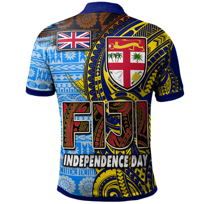Fiji Polynesian Polo Shirt - Custom Flag Fiji Independence Day with Tapa Polynesian Polo Shirt